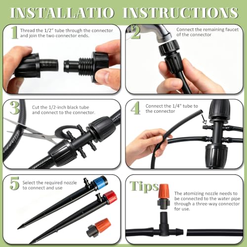 Dianrui 240FT Drip Irrigation System, Automatic Drip Irrigation Kit for Greenhouse/Yard/Lawn/Plant/with 1/2 inch Hose, 1/4 inch Distribution Tubing and Accessories - style: TypeB