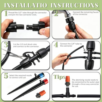 Dianrui 240FT Drip Irrigation System, Automatic Drip Irrigation Kit for Greenhouse/Yard/Lawn/Plant/with 1/2 inch Hose, 1/4 inch Distribution Tubing and Accessories - style: TypeB