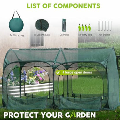 Poray Large 8.2x4FT Plant Netting Cover, Pop up Tunnel Crop Cage Gardening Net,Pest Guard Cover for Vegetables &Fruits,Durable Gardening Net for Plant and Animal - size: Large 8.2x4.1X4.3FT