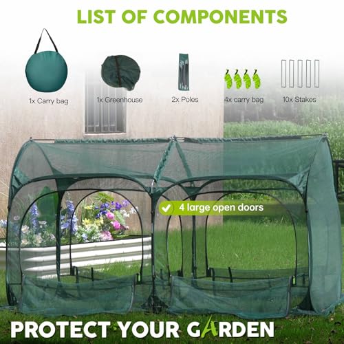 Poray Large 5.3x2.6FT Plant Netting Cover, Pop up Tunnel Crop Cage Gardening Net,Pest Guard Cover for Vegetables &Fruits,Durable Gardening Net for Plant and Animal - size: Small 5.25x2.6X3.1FT