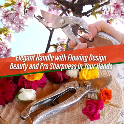 SUIZAN Bypass Pruning Shears 8" - Japanese Hand Pruners Garden Scissors - style: 8 Inch (200mm) Aluminum Handle Pruner