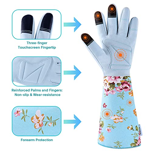 WANCHI Garden Gloves for Women Gift,Heavy Duty Gardening Gloves,Blue Medium - color: Blue, size: Medium (Pack of 1)