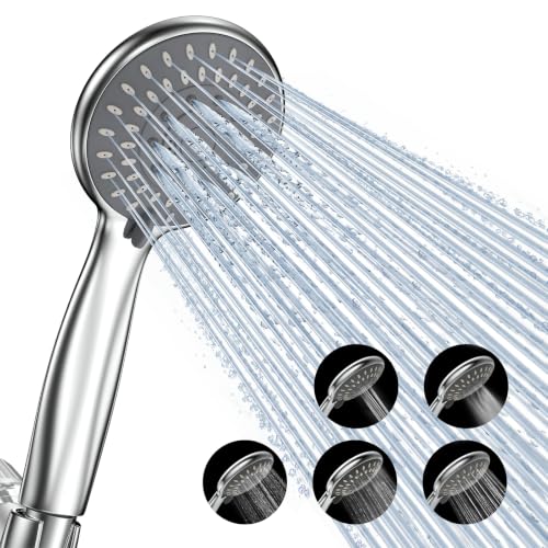 HOPOPRO Handheld ShowerHead with High Pressure, Low Pressure Optimized Flow - color: Bright Silver