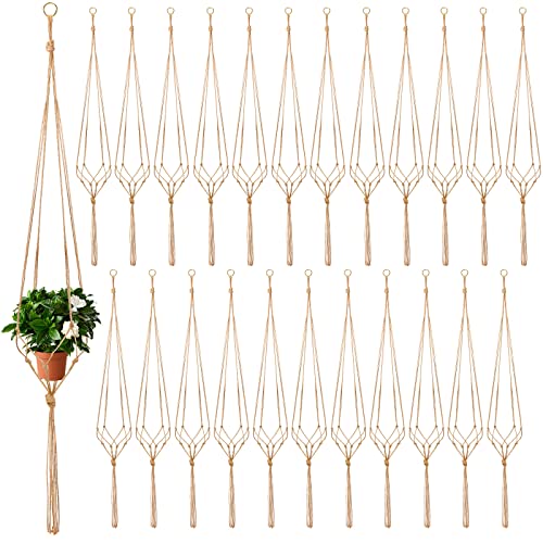 Newwiee 20 Pcs 48 Inches Macrame Plant Hangers Jute Rope Plant Holder Plant Hanger Indoor Rope Plant Hanger for Home Indoor Outdoor Garden Planter Flower Pot Holder Basket