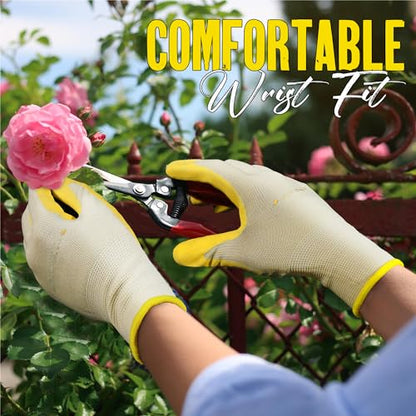 HANDLANDY 2/3/6 Pairs Womens Gardening Gloves, Garden Gloves for Women - color: Blue & Yellow (2 Pairs), size: Small
