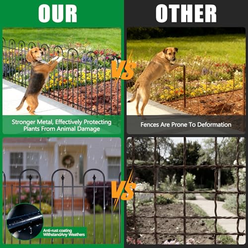Garden Fence Animal Barrier - 10 Panels, 24 in(H) x 24 ft(L) No Dig Garden Fence, Arched Decorative Garden Fence Border with Ground Stakes, Rustproof Metal Fencing for Yard Patio Dog Rabbit - size: 10 Panels-24 ft(L) X 24 in(H)