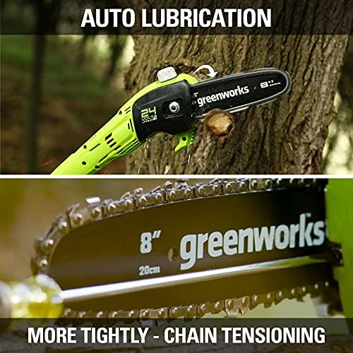 Greenworks 24V 8" Cordless Polesaw (Great For Pruning and Trimming Branches / 125+ Compatible Tools), 2.0Ah Battery and Charger Included - size: 8" Polesaw (2.0Ah), style: Polesaw