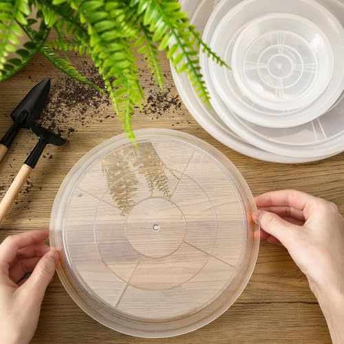 Augshy 18Pcs Plant Saucer, Transparent Drip Tray for Potted Plants, 2 Sizes - color: Clear, size: 4/6 Inch