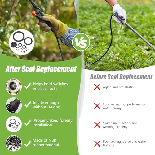 10Pcs Sprayer Seal Rings Kit - NBR Rubber O-Rings & Gaskets Replacement for Most 1 Gallon (3L), 1.3 Gallon (5L), 2 Gallon (8L) Garden Pressurized Hand Sprayers - Durable Pump Repair Parts - color: black -1 pack