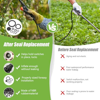 10Pcs Sprayer Seal Rings Kit - NBR Rubber O-Rings & Gaskets Replacement for Most 1 Gallon (3L), 1.3 Gallon (5L), 2 Gallon (8L) Garden Pressurized Hand Sprayers - Durable Pump Repair Parts - color: black -1 pack