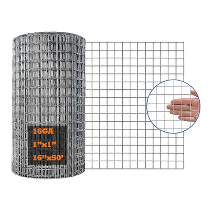 16GA Galvanized 16in x 50ft-1in x 1in Welded Wire Mesh Garden Economy Fence - size: 16"x50'-1"x1" 16GA Galvanized