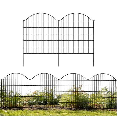 Decorative Garden Fence Panels 32 in(H) x 11.6 ft(L) Above Ground, Dog Fence Outdoor for Yard No-Dig Pet Barrier, Animal Proof Fence Metal Garden Fencing Animal Barrier, 5 Panels - size: 32x28Inch-5Pack without Lock