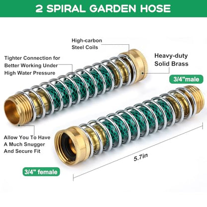 Garden Hose Splitter 2 Way, 3/4" Y Water Hose Splitter with Comfort Rubber Long Handle, Faucet Splitter, Heavy Duty Metal Connector with 2 Kink Free Faucet Extension Hose Protector - color: Hose Splitter With 2 Kink Free