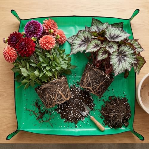 30"x30" Green Thickened Repotting Mat for Plant Transplanting, Waterproof Tray for Potting Soil Mess Control, Portable Gardening Mat, Best Gift for Gardeners