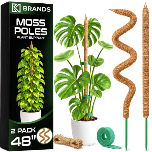 2 Pack 48'' Moss Pole Monstera Plant Support for Climbing Indoor Plants - size: 2-Pack (48 in)