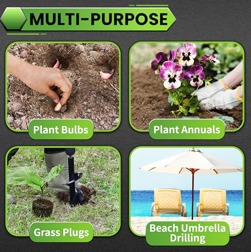 4PCS Garden Auger Drill Bit Set - 1.6x9 & 1.6x16 & 2.7x16 & 3x12 inch - color: Black, size: 4PCS-1.6x9 & 1.6x16 & 2.7x16 & 3x12 in