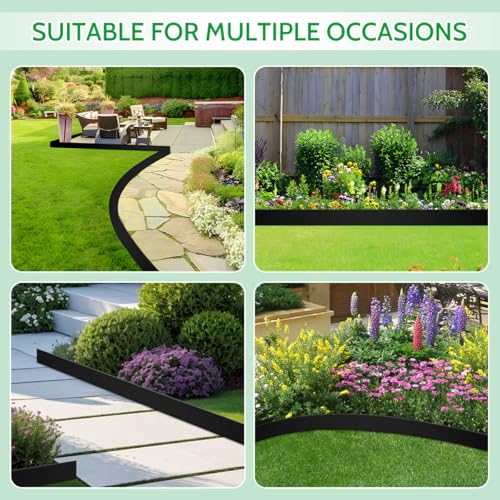 4 in × 40 FT Landscape Edging No Dig with 36 Spikes, Flexible Plastic Heavy-Duty Lawn Border for Yard Garden Flower Bed