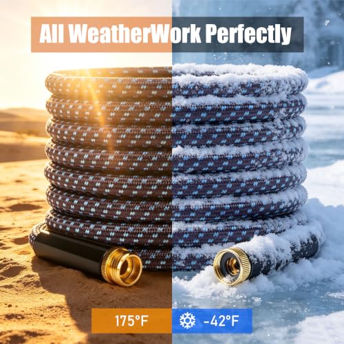 Garden Hose 25FT Lightweight Kink-Free Thick Grip Outdoor (Blue+Black) - color: Blue