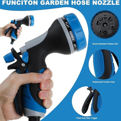 Garden Hose Nozzle with Adjustable 10 Watering Patterns Hose Spray Nozzle - color: Blue