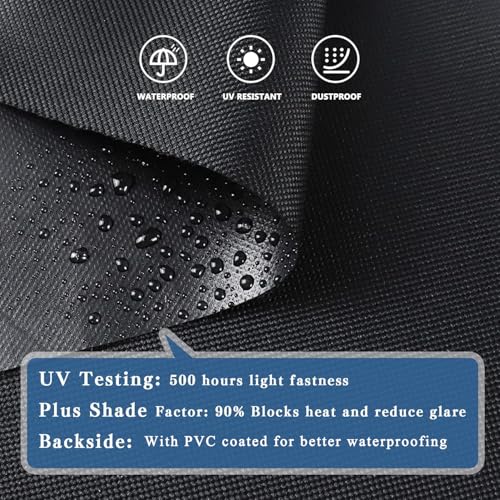 7x10ft Black Tarp Heavy Duty Waterproof, Oxford Fabric Cover 20mil - size: 7x10ft