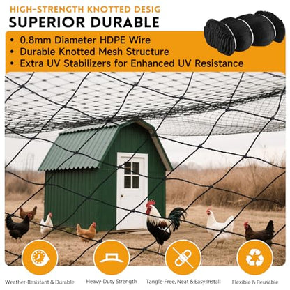 Heavy Duty Bird Netting for Garden with 1" Mesh, 25x25 ft Reinforced HDPE Chicken Netting & Pond Netting,Poultry Netting for Protecting Fruit Trees, Vegetables & Plants from Birds & Other Animals - style: 25' x 25' - 1"