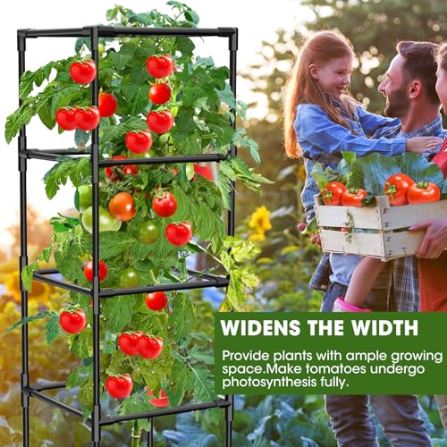 3 Pack Tomato Cages, Square Tomato Plant Stakes Support Cages Trellis for Garden Climbing Vegetables Flowers Fruits,Extra Bold,Black - color: black