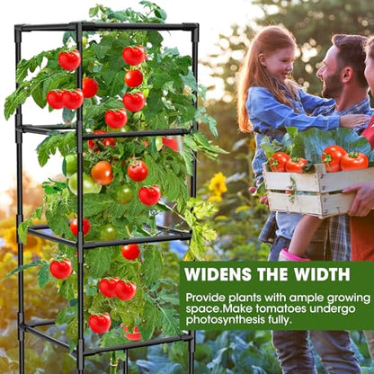 3 Pack Tomato Cages, Square Tomato Plant Stakes Support Cages Trellis for Garden Climbing Vegetables Flowers Fruits,Extra Bold,Black - color: black