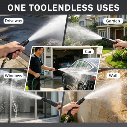 Heavy Duty High Pressure Hose Nozzle, Home High-Pressure Car Wash Water Gun with Booster Nozzle and Hose, 3-Modes Adjustable Multi Function Lawn & Garden Watering Sprayer