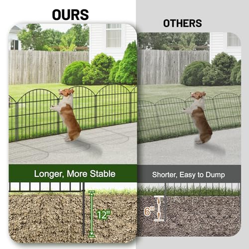 Metal Garden Fence 28 in x 11.7 ft, Dog Fence Outdoor for Yard - size: 28"Hx11.7ft (5 panels)