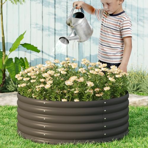 Besebay 2-Pack 4x1.5ft Galvanized Raised Garden Bed, Outdoor Planter Bed, - color: Dark Grey, size: 4x4x1.5ft (2PCS)
