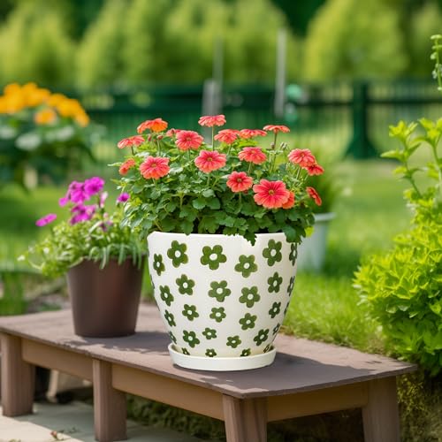MPotTo Ceramic Flower Pot, 10 Inch, White - color: Petal White, size: 10 Inch