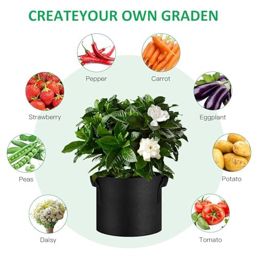 JNYONG 24-Pack 3 Gallon Thickened Non-Woven Grow Bags - size: 3 Gallon