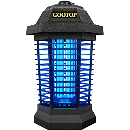 GOOTOP Bug Zapper Outdoor, Mosquito Zapper, 4200V 3 Prong Plug in Electric Fly Zapper, Mosquito Killer, Fly Traps, Flying Insects Zapper Indoor Outdoor, ABS Plastic Outer (Black) - color: BLACK