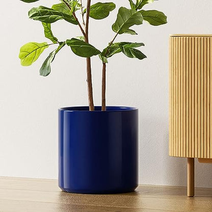 LE TAUCI 12 Inch Pot for Plants, Ceramic Indoor Planter, Midnight Blue - color: Midnight Blue