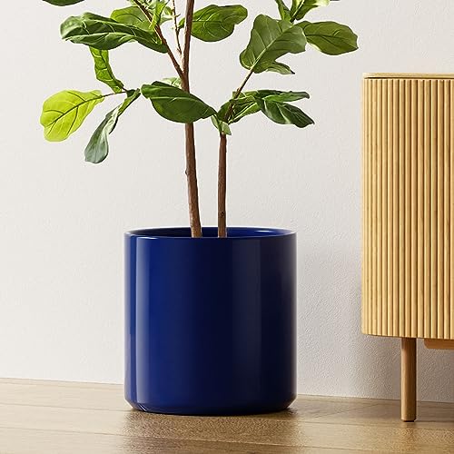LE TAUCI 12 Inch Pot for Plants, Ceramic Indoor Planter, Midnight Blue - color: Midnight Blue