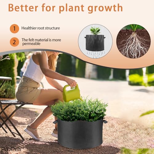 6-Pack 20 Gallon Grow Bags, 300g Non-Woven Fabric Planting Bags with Handles, Breathable Drainable Planter Bags for Vegetables, Flowers and Indoor Outdoor Gardening - size: 20 gallon (19.6''D×15.7''H)