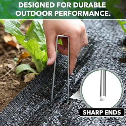 UNCO- Galvanized Landscape Staples, 6 Inch, 500 Pack, Garden Staples, U-Shaped Landscape Pins for Weed Barrier Cover, Ground Cover