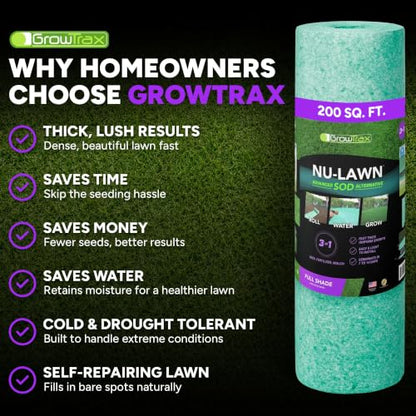 Growtrax Fine Fescue Grass Mat - 200 Sq Ft Jumbo Roll