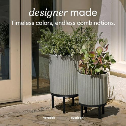 Veradek Demi Series Raised Planter - Round Planter with Stand - color: Gray/Black, size: 12 inch - 2 Pack