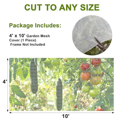4×10 FT Garden Netting, Ultra Fine Mesh Pest Barrier, Plant Covers Row Cover for Vegetables Fruits Flowers, Greenhouse Raised Bed Screen Protect Plants from Birds Bugs - size: 4×10FT