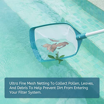 POOLWHALE Upgrades Swimming Pool Leaf Net Skimmer Rake with Adjustable Aluminum Pole and Nylon Medium Fine Mesh for Cleaning Swimming Pools, Hot Tubs, Spas and Fountains (Pack of 2) - size: Pool Skimmer with Pole (Pack of 2)
