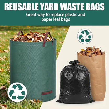 4 Pack 132 Gallon Lawn Bags with Stand Frame Gloves(D31.5,H39.4 in)