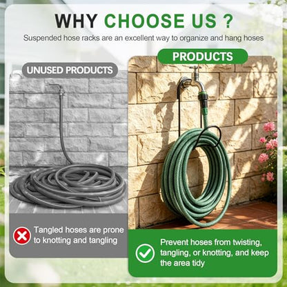 Philbinden 2 Pcs Flexible Garden Hose Holder-Black Garden Solid Hose Storage Hook for Garden Hoses, Ropes, Outside Yard