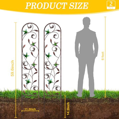 aboxoo 2-Pack Hummingbird Metal Garden Trellis for Climbing Plants - color: Hummingbird, size: 2pcs