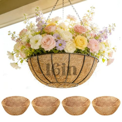 ANPHSIN 4Pcs 16inch Coconut Liners for Hanging Baskets Planters - size: 16in