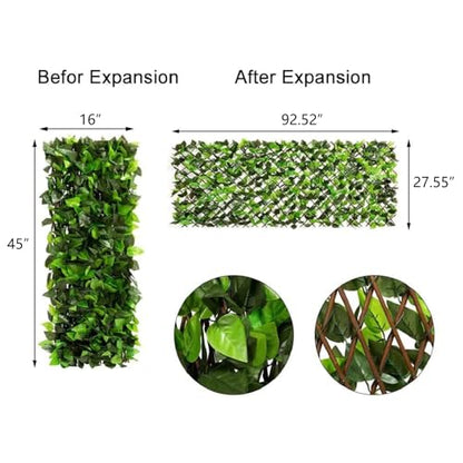 DOEWORKS Expandable Faux Ivy Trellis Fence, Patio Privacy Screen, 2 Pack - color: Mixed Green, size: 16 x 45 in, 2 Panel