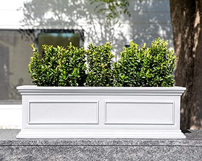 Veradek Brixton Series Window Box Planter - Rectangular Outdoor Planter - color: White, size: 11"H x 11"W x 36"L