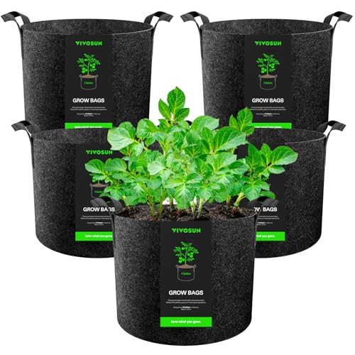 VIVOSUN 5-Pack 1 Gallon Plant Grow Bags Fabric Pots with Handles - color: Black, size: 1 Gallon