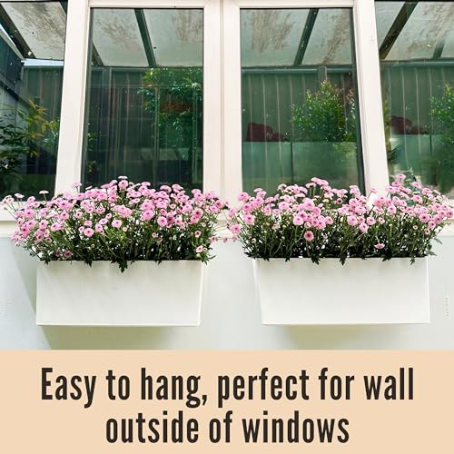 LaLaGreen Wall Planter for Outdoor (20in, 2 Pack) White Window Box Planters - color: White X 2