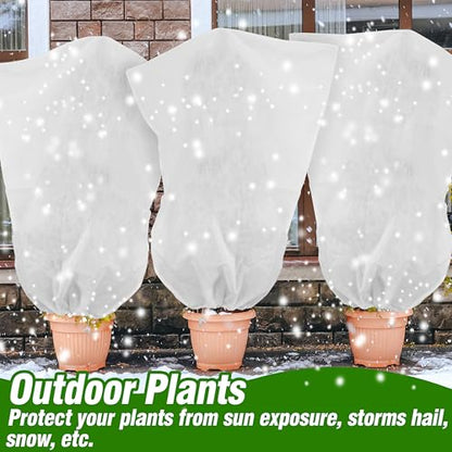 Gardzen 5-Pack Plant Covers Freeze Protection, Drawstring Tree Cover, Winter Freeze Plant Protection, Tree Jacket Frost Blanket for Outdoor Plants, 22.4" x 24" - size: 22.4" x 24"